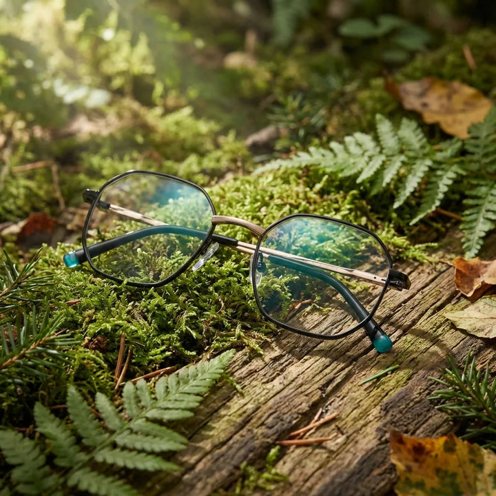 Lenses optical galapagos metal black in bosque green natural diseño sustainable bonoboss #editorial_sustentabilidad #color_negro