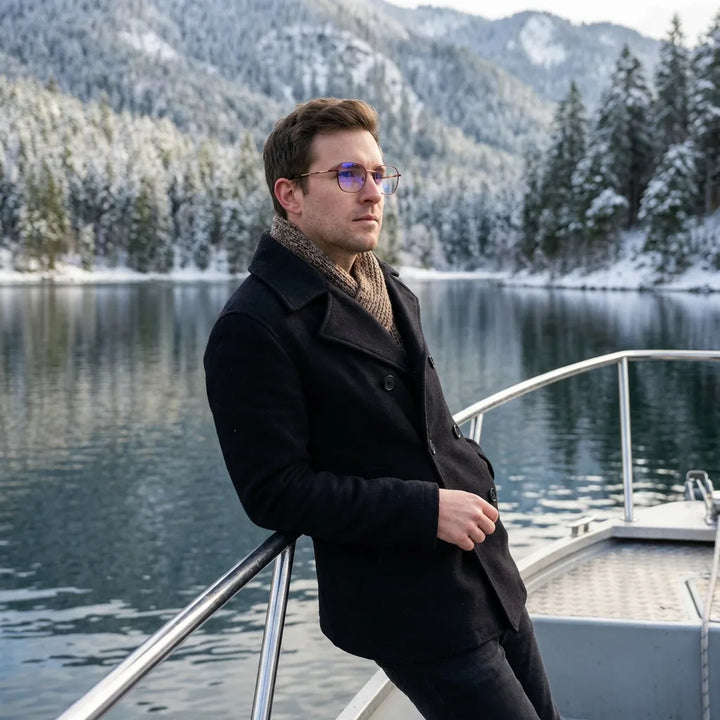 Lenses optical galapagos metal red modelo in barco lago with bosque nevado bonoboss #editorial_lifestyle1 #color_rojo