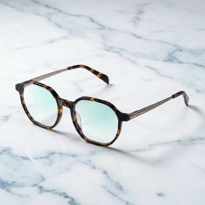 Lenses optical galapagos tortoise sobre mármol white elegante frame premium bonoboss #editorial_armazon #color_carey