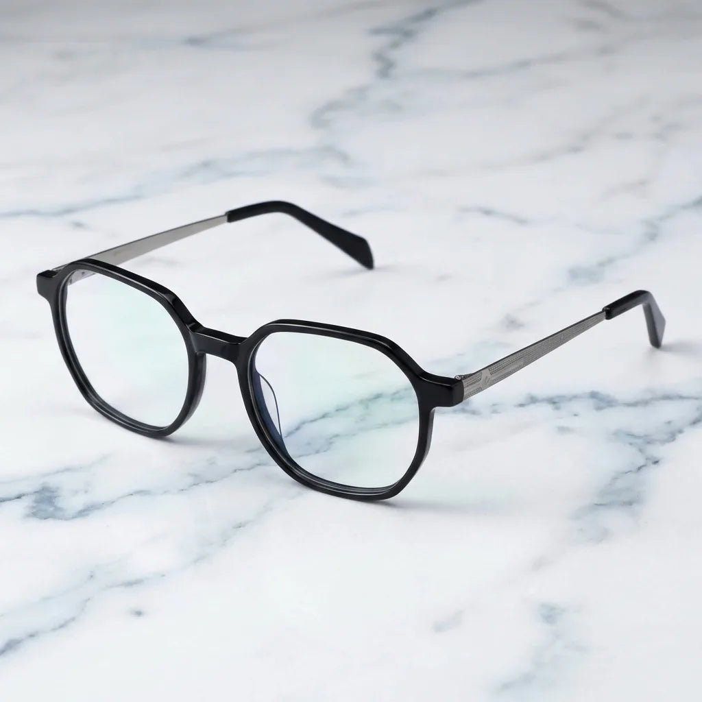 Lenses optical galapagos black sobre mármol white elegante frame premium bonoboss #editorial_armazon #color_negro