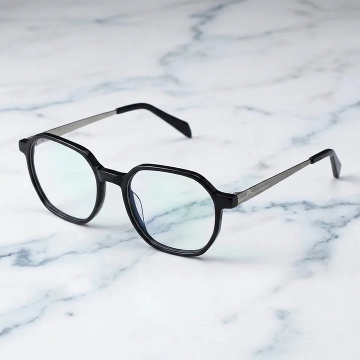 Lenses optical galapagos black sobre mármol white elegante frame premium bonoboss #editorial_armazon #color_negro