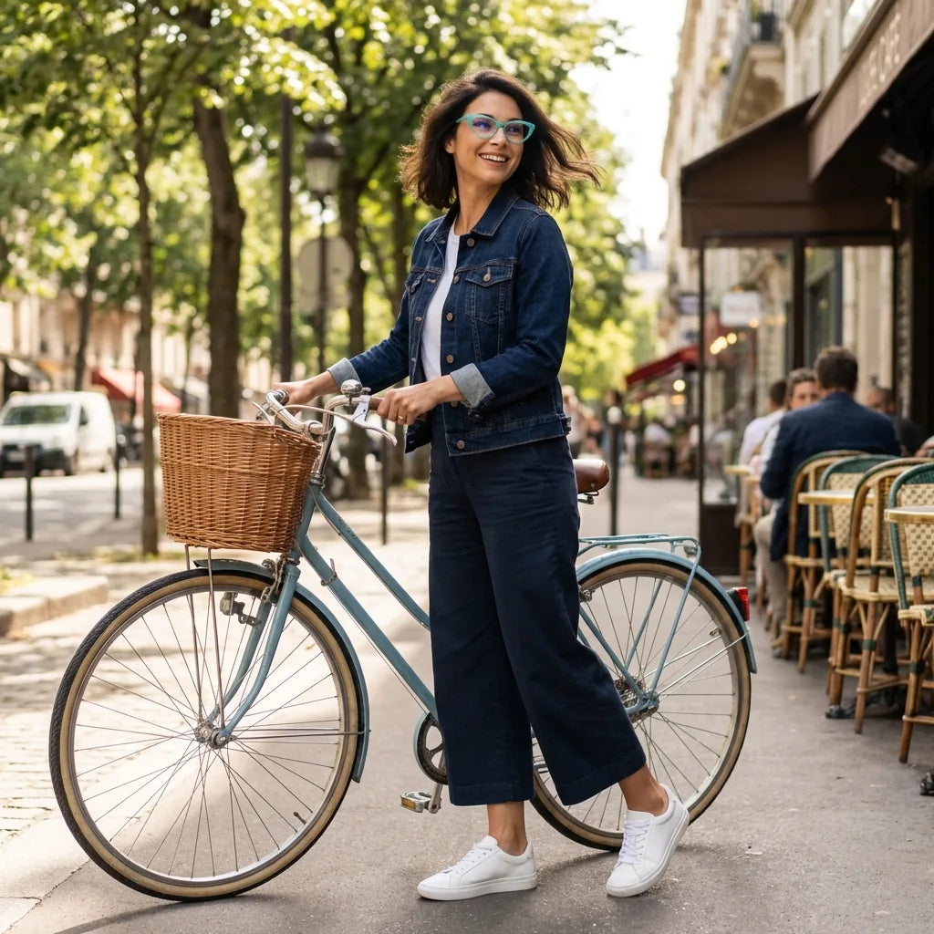 Lenses optical hamburgo calipso women in bicicleta vintage café urbano bonoboss #editorial_lifestyle3 #color_calipso