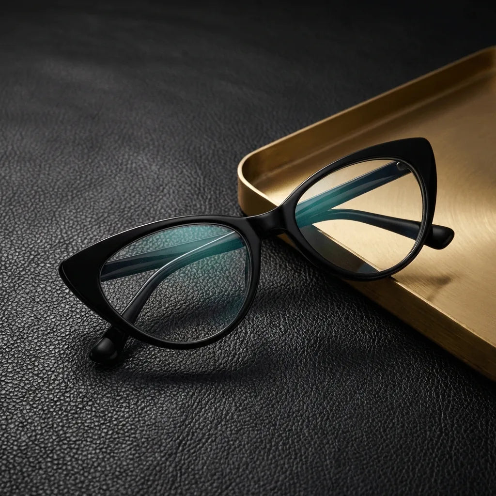 Lenses optical hamburgo black sobre black leather with detalle brass gold calidad premium prescription bonoboss #editorial_banner_confianza #color_negro