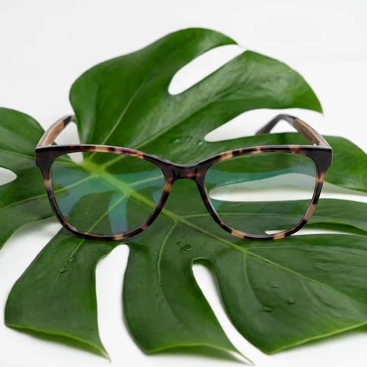 Lenses optical hanga roa tortoise entre hojas botánicas naturales diseño sustainable bonoboss #editorial_sustentabilidad #color_carey