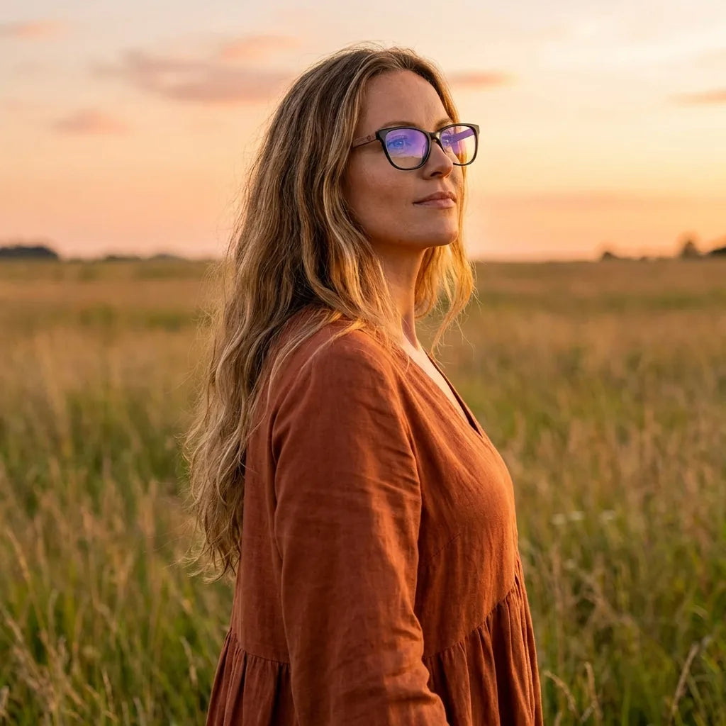 Lenses optical hanga roa black women in luz dorada golden hour elegante bonoboss #editorial_lifestyle2 #color_negro