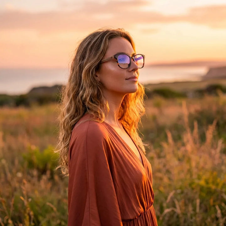 Lenses optical hanga roa tortoise women in luz dorada golden hour elegante bonoboss #editorial_lifestyle2 #color_carey
