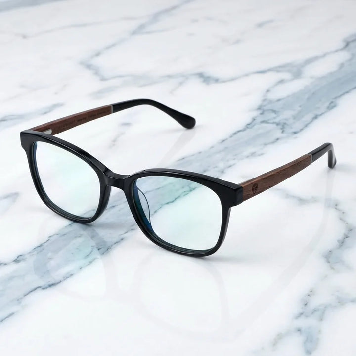 Lenses optical hanga roa black sobre mármol white elegante frame premium bonoboss #editorial_armazon #color_negro