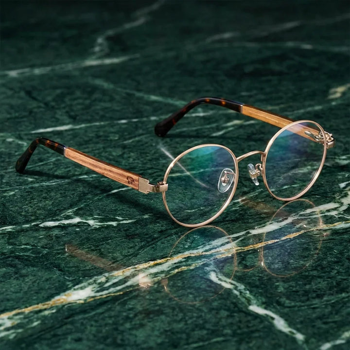 Lenses optical harry gold in bosque green natural diseño sustainable bonoboss #editorial_sustentabilidad #color_dorado