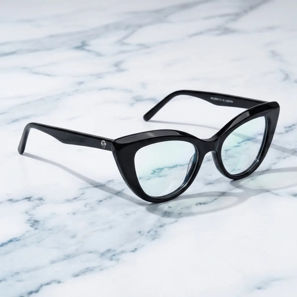 Lenses optical helsinki black sobre mármol white elegante frame premium bonoboss #editorial_armazon #color_negro