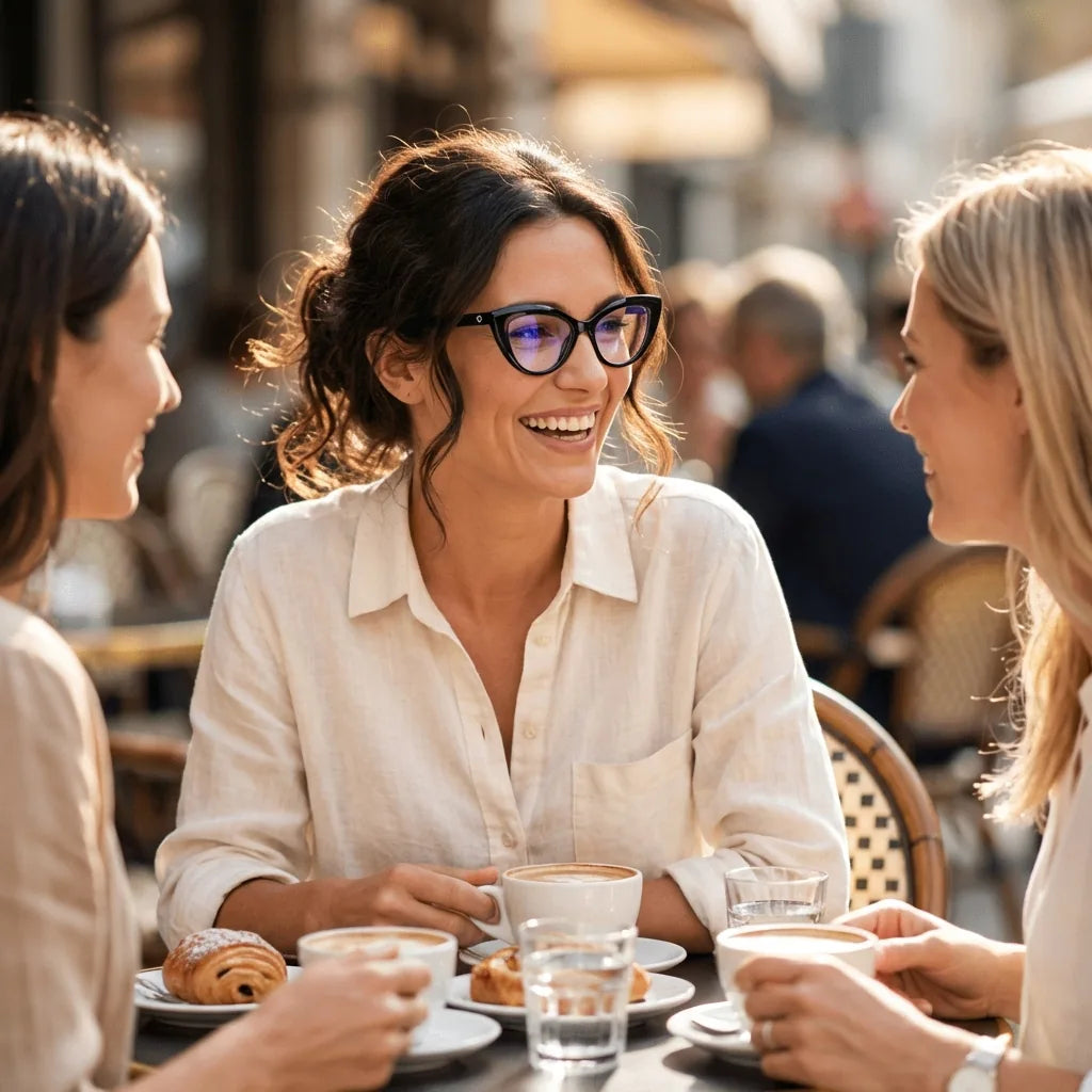 Lenses optical helsinki black women in café with amigas ambiente social bonoboss #editorial_lifestyle1 #color_negro