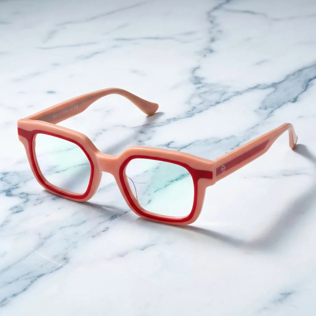 Lenses optical ibiza pink sobre mármol white elegante frame premium bonoboss #editorial_armazon #color_rosado