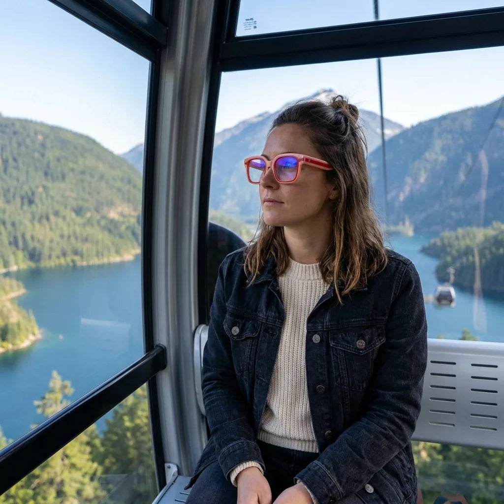 Lenses optical ibiza pink modelo in teleférico with vista a lago bonoboss #editorial_lifestyle3 #color_rosado