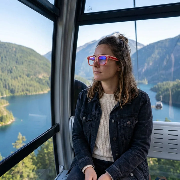 Lenses optical ibiza pink modelo in teleférico with vista a lago bonoboss #editorial_lifestyle3 #color_rosado