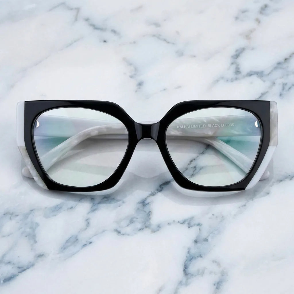 Lenses optical kai kai black sobre mármol white elegante calidad premium prescription bonoboss #editorial_banner_confianza #color_negro