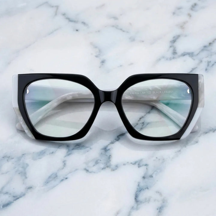 Lenses optical kai kai black sobre mármol white elegante calidad premium prescription bonoboss #editorial_banner_confianza #color_negro