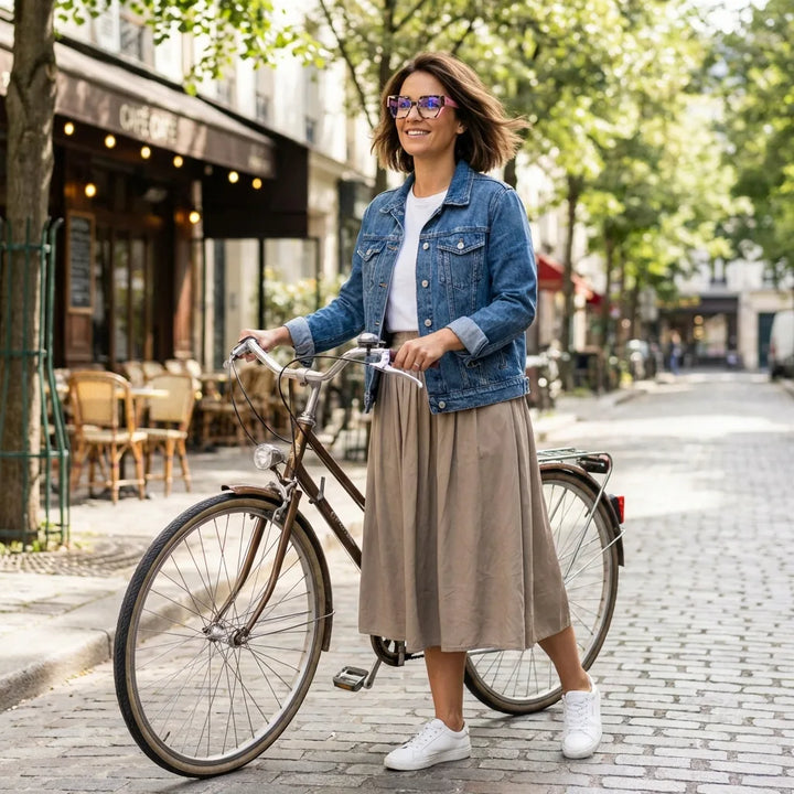 Lenses optical kai kai pink women in bicicleta vintage café urbano bonoboss #editorial_lifestyle2 #color_pink