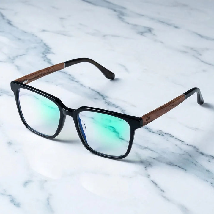 Lenses optical kai kai black sobre mármol white elegante frame premium bonoboss #editorial_armazon #color_negro