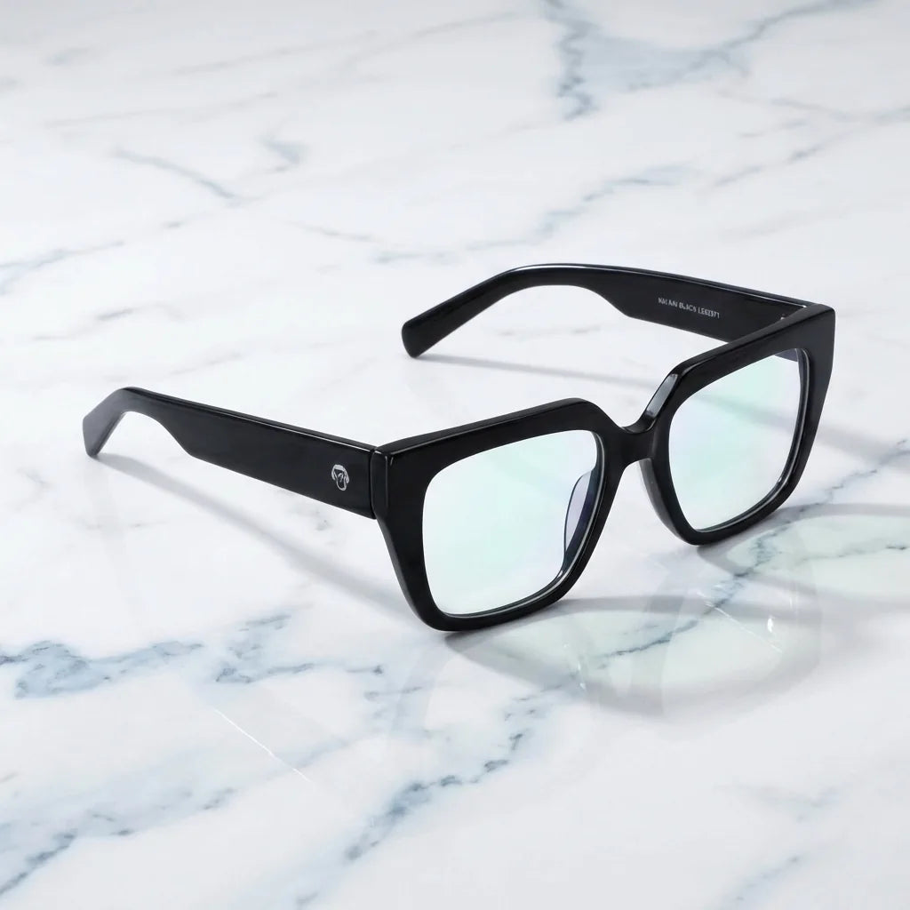 Lenses optical kai kai black sobre mármol white elegante frame premium bonoboss #editorial_armazon #color_negro