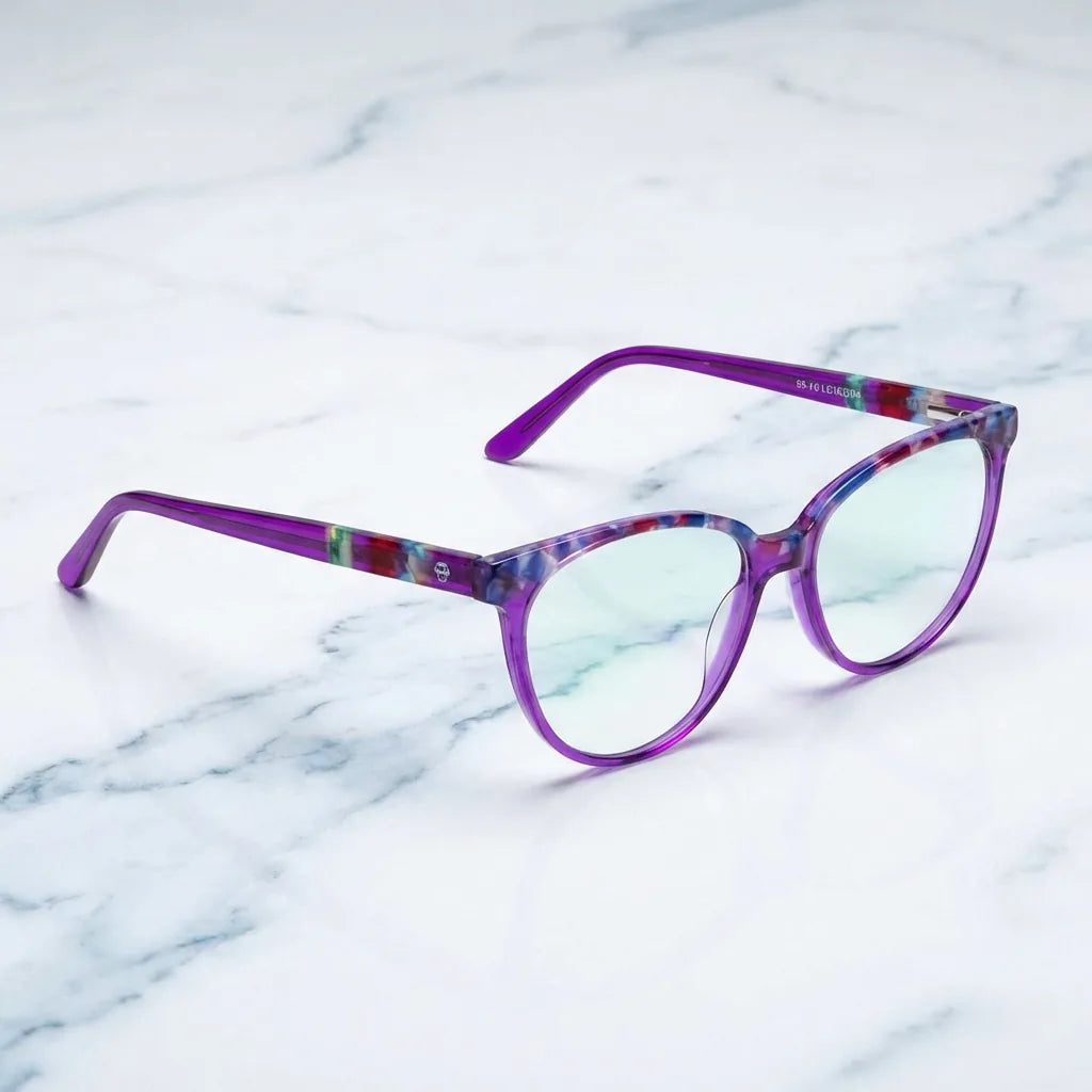 Lenses optical le183 purple sobre mármol white elegante frame premium bonoboss #editorial_armazon #color_morado