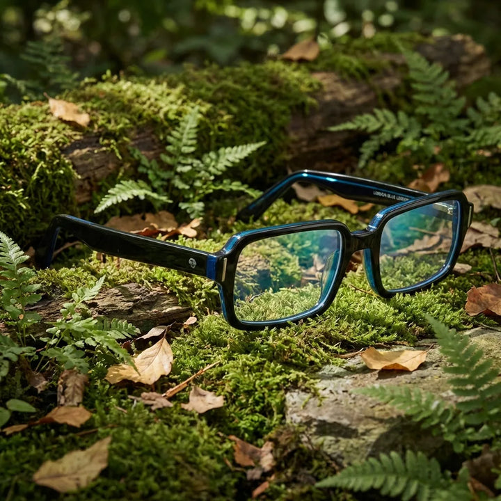 Lenses optical london acetate blue in bosque green natural diseño sustainable bonoboss #editorial_sustentabilidad #color_azul