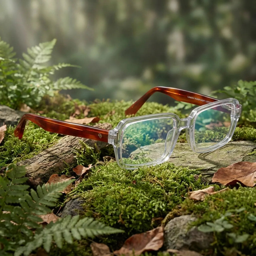 Lenses optical london acetate crystal tortoise in bosque green natural diseño sustainable bonoboss #editorial_sustentabilidad #color_crystal-carey