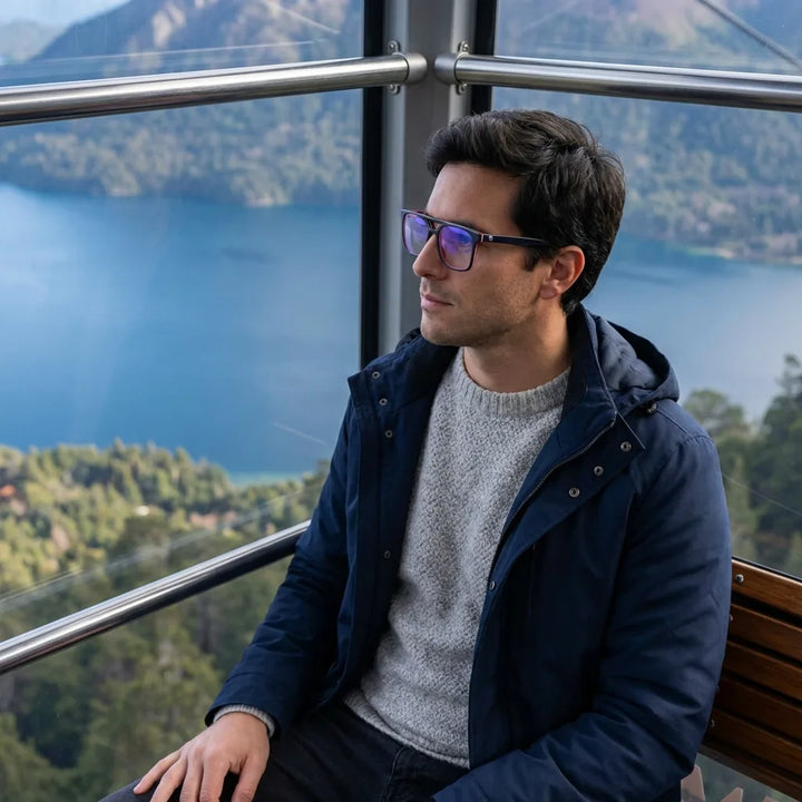 Lenses optical nehuen optical blue modelo in teleférico with vista a lago bonoboss #editorial_lifestyle4 #color_azul