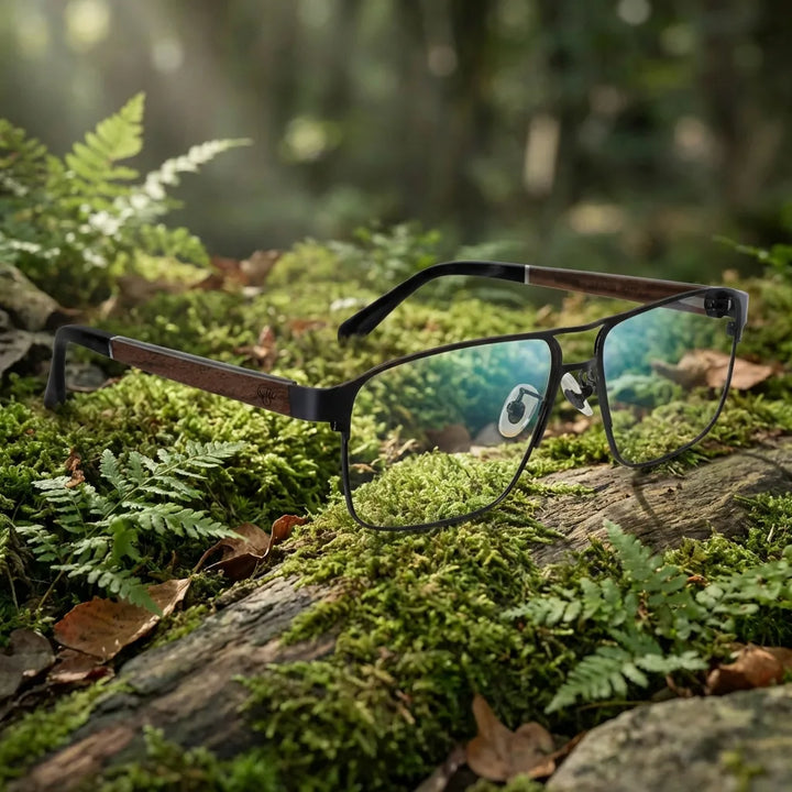 Lenses optical neruda black in bosque green natural diseño sustainable bonoboss #editorial_sustentabilidad #color_negro
