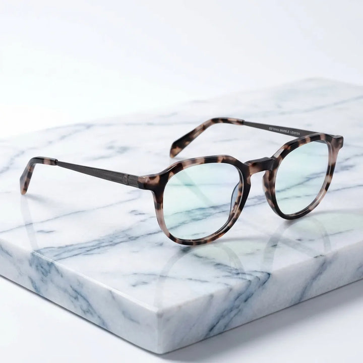 Lenses optical octavia marble sobre mármol white elegante frame premium bonoboss #editorial_armazon #color_marble