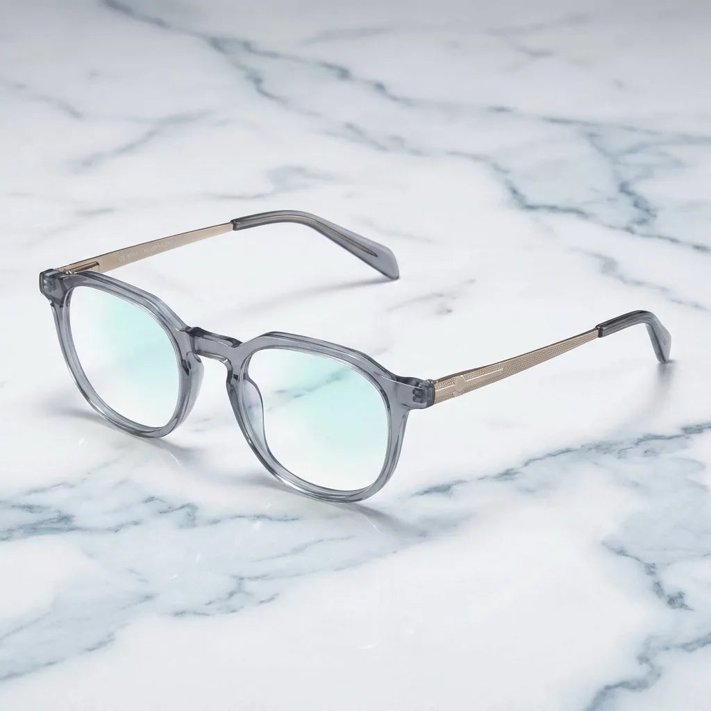 Lenses optical octavia clear sobre mármol white elegante frame premium bonoboss #editorial_armazon #color_transparente