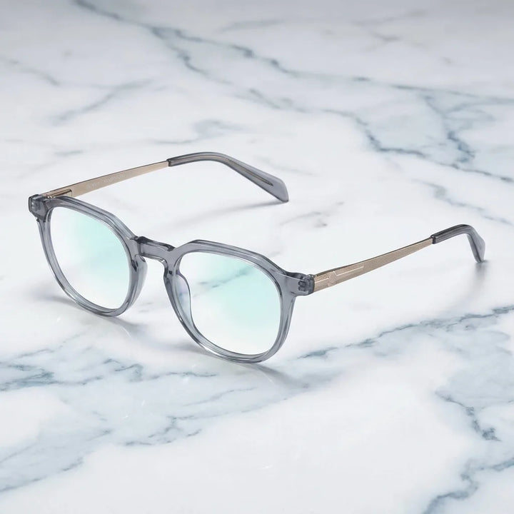 Lenses optical octavia clear sobre mármol white elegante frame premium bonoboss #editorial_armazon #color_transparente