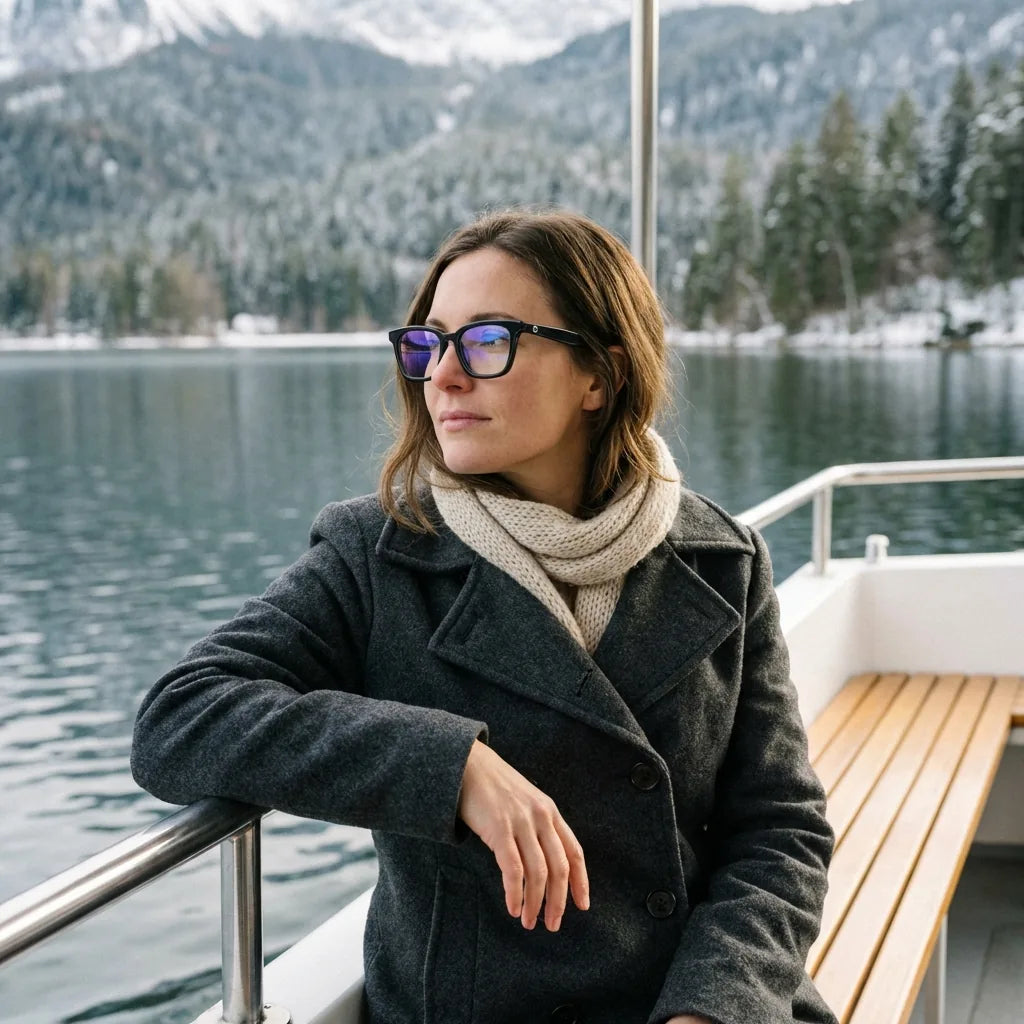 Lenses optical oliver tortoise modelo in barco lago with bosque nevado bonoboss #editorial_lifestyle1 #color_carey