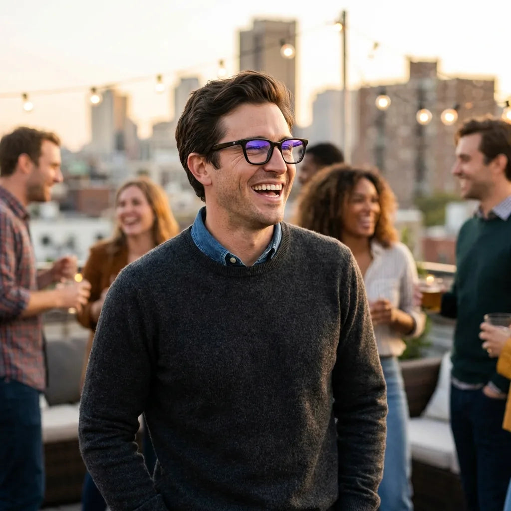 Lenses optical oliver black women in terraza with vista panorámica bonoboss #editorial_lifestyle3 #color_negro
