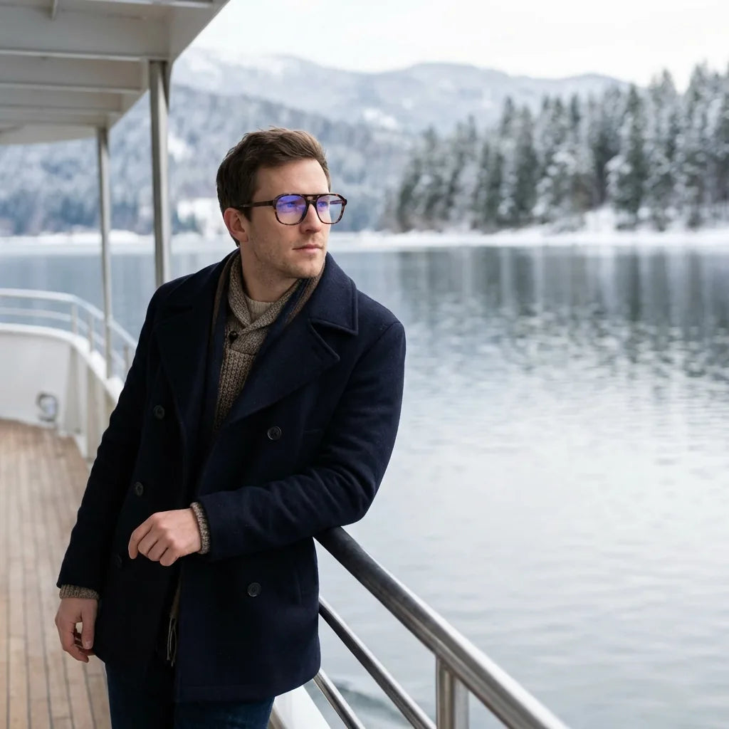 Armazón óptico Orson en carey en un bar casual, bio-acetato y madera natural, micas con filtro azul y antirreflejante #editorial_lifestyle1 #color_carey