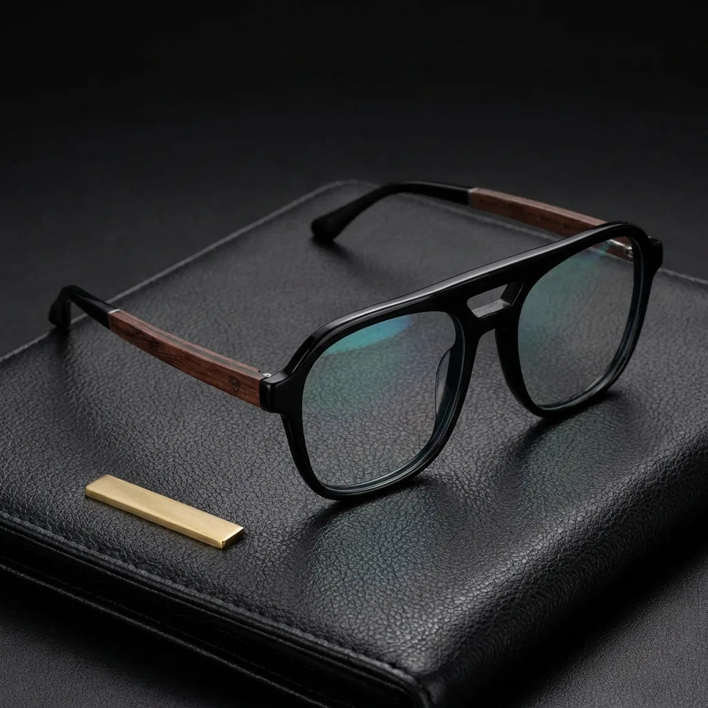 Lentes graduados Orson en negro, vista frontal, micas con filtro azul y antirreflejante #editorial_banner_confianza #color_negro
