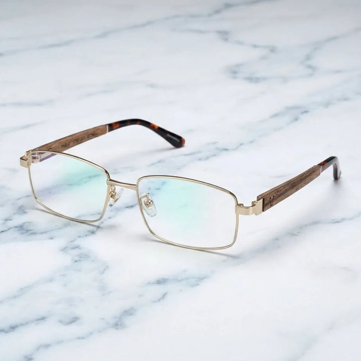 Lenses optical pablo gold sobre mármol white elegante frame premium bonoboss #editorial_armazon #color_dorado