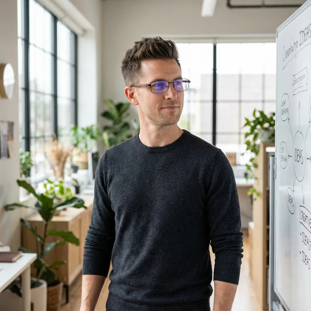 Lenses optical pablo black men profesional in coworking moderno bonoboss #editorial_lifestyle2 #color_negro