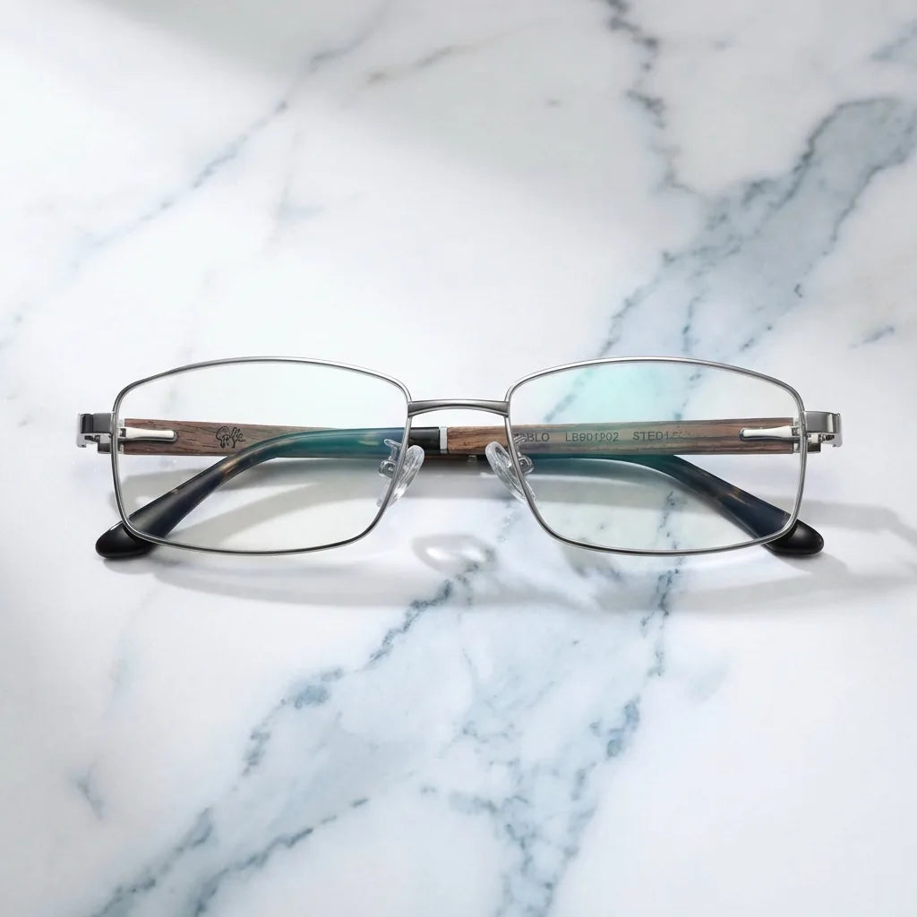 Lenses optical pablo silver sobre mármol white elegante frame premium bonoboss #editorial_armazon #color_silver
