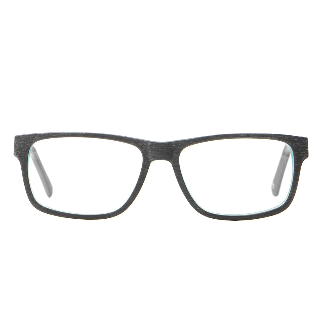 Front view frames or optical frames material sustainable recycled ecologico forma rectangular black for men and women round face Bonoboss #color_darkblue