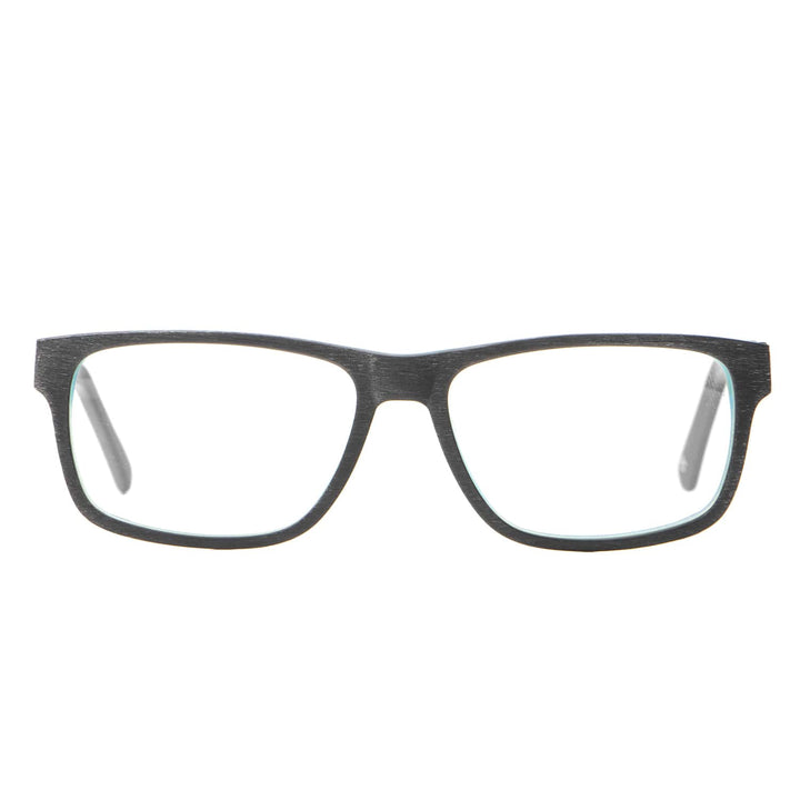 Front view frames or optical frames material sustainable recycled ecologico forma rectangular black for men and women round face Bonoboss #color_darkblue
