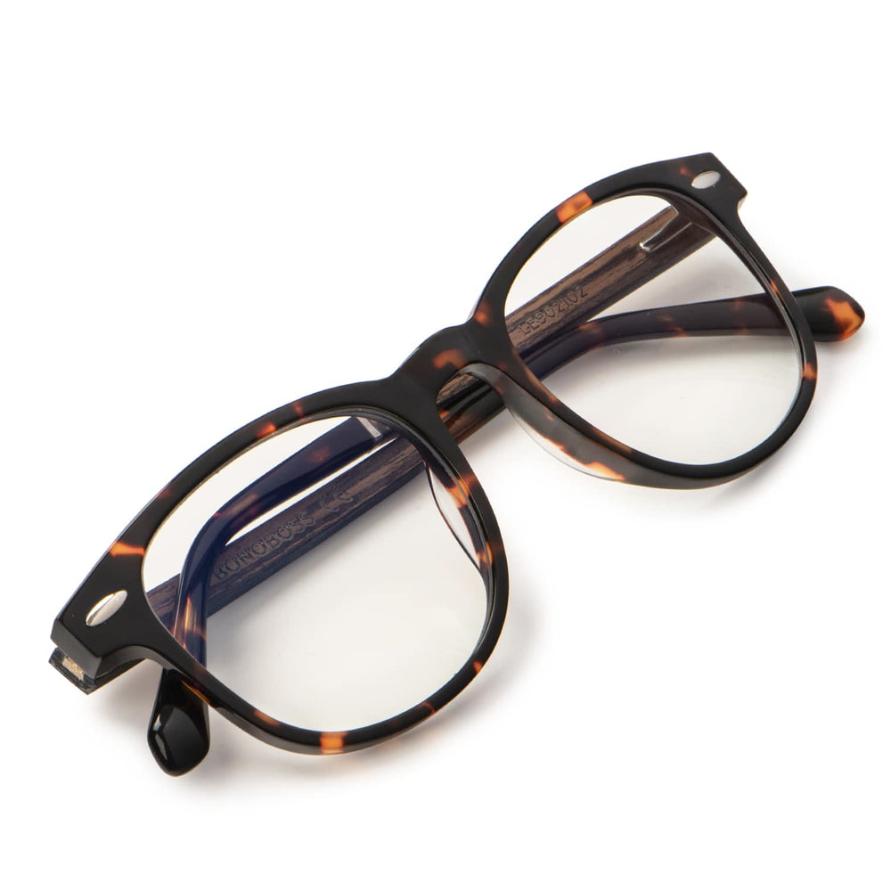 Eyeglasses oval acetate tortoise for men and women round face large blue light filter. Bonoboss #color_carey