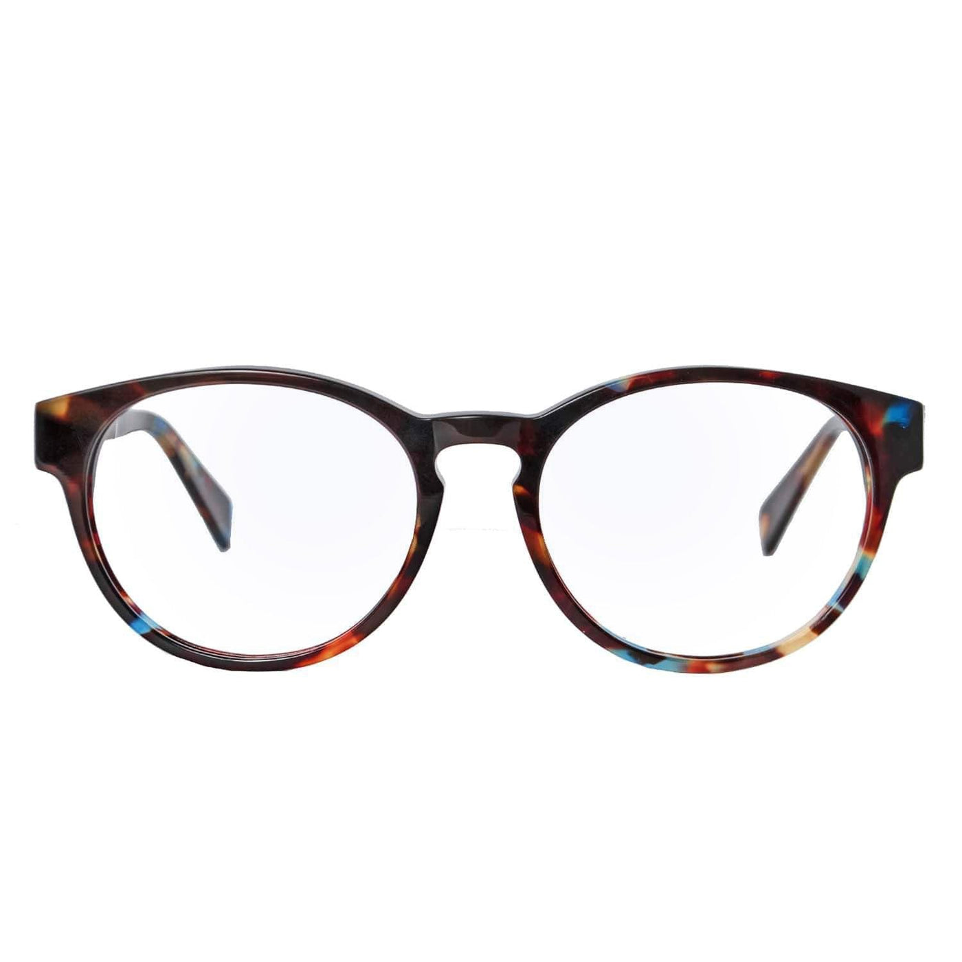 anteojos opticos redondos carey para hombre y mujer que necesitan usar lentes con receta oftalmológica para miopía astigmatismo o presbicia. Lentes de lectura gratis con filtro azul.