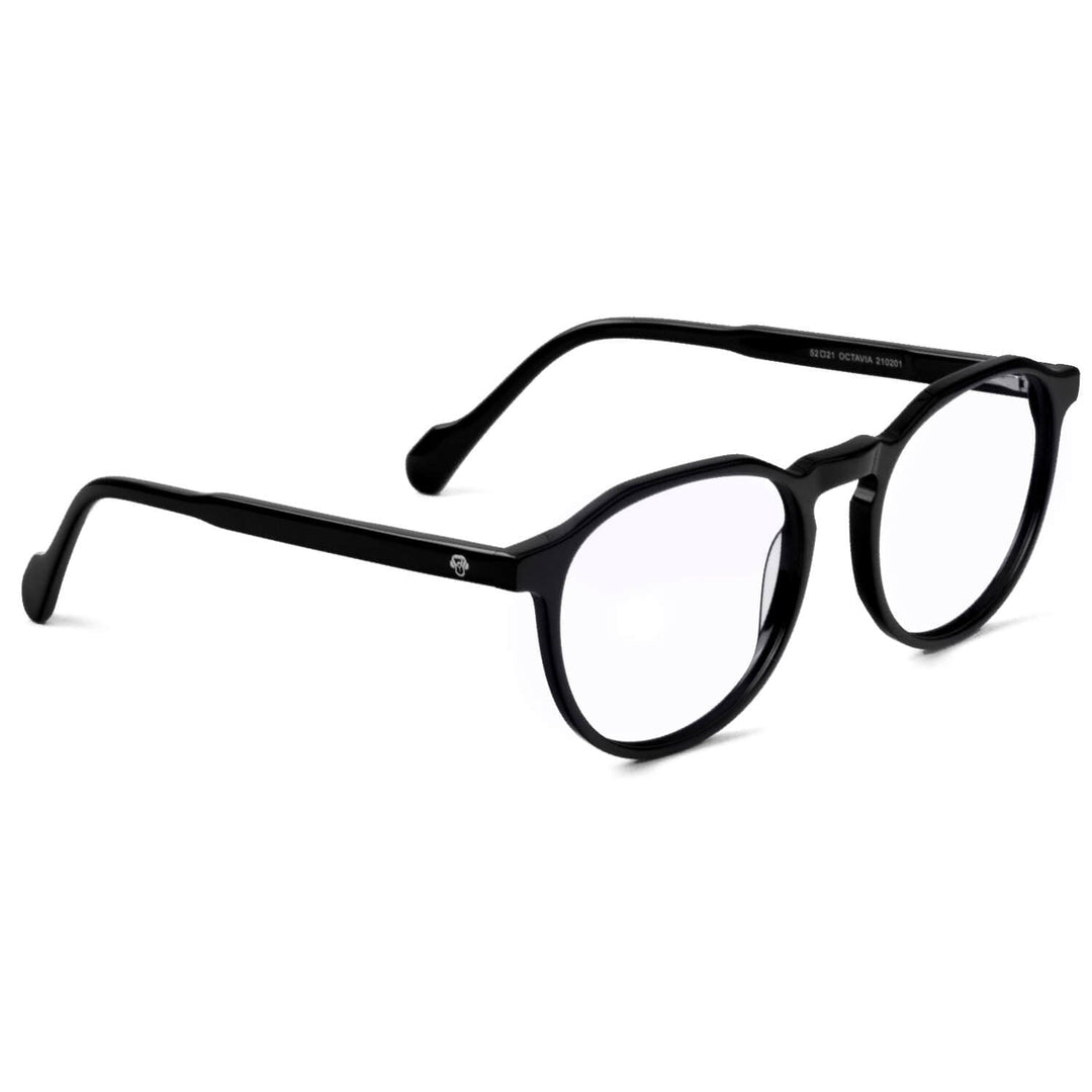 Marcos lenses optical round acetate black blue light filter men women Bonoboss #color_negro