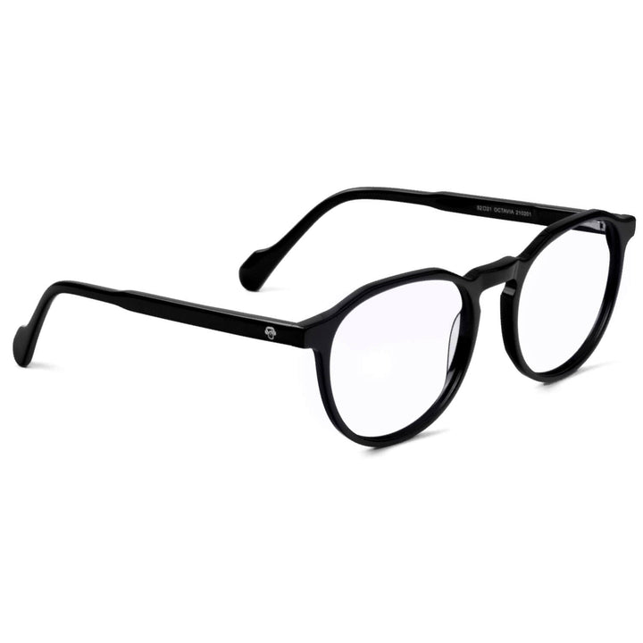 Marcos lenses optical round acetate black blue light filter men women Bonoboss #color_negro