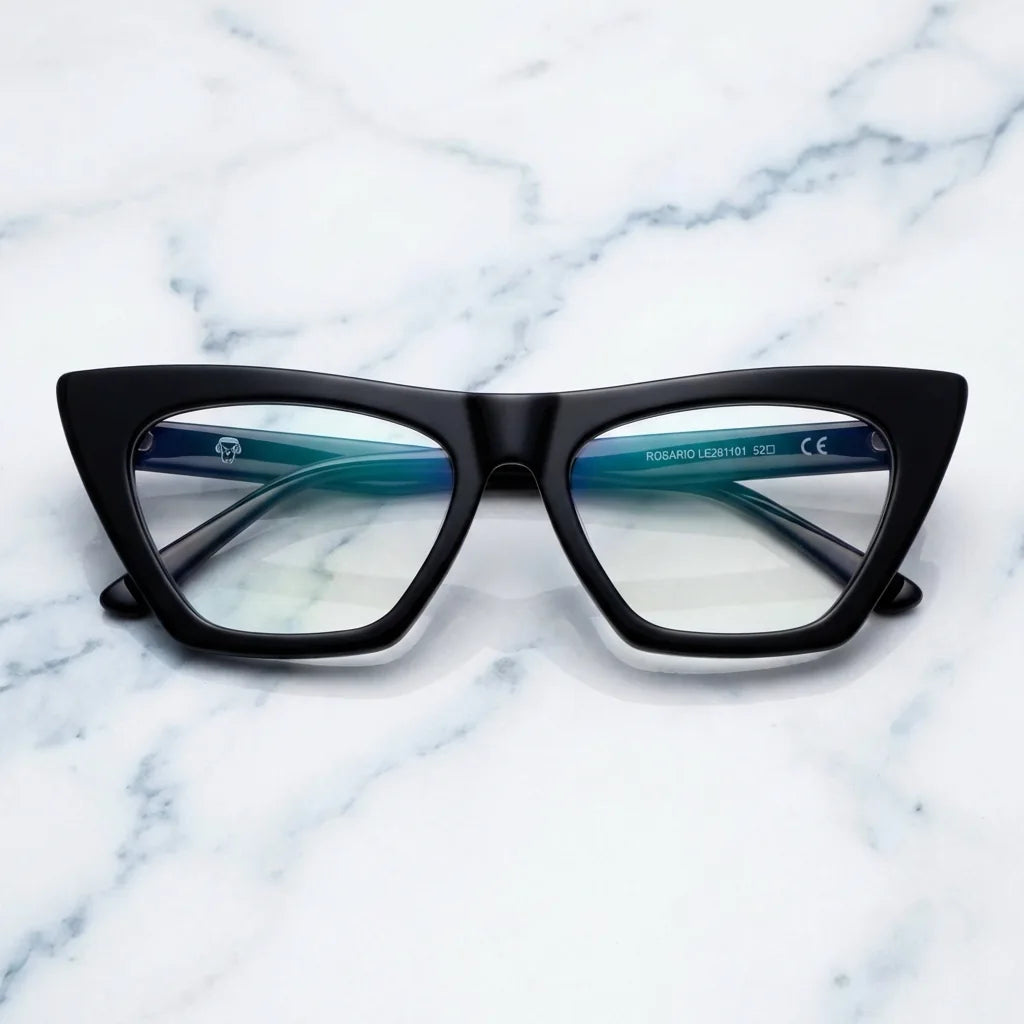 Lenses optical rosario black sobre mármol white elegante frame premium bonoboss #editorial_armazon #color_negro
