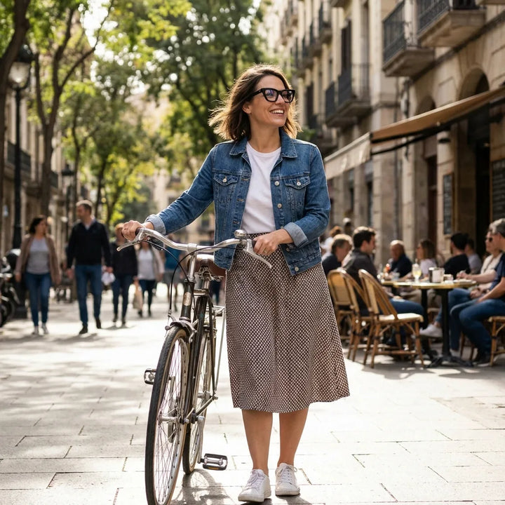 Lenses optical rosario black women in bicicleta vintage café urbano bonoboss #editorial_lifestyle2 #color_negro