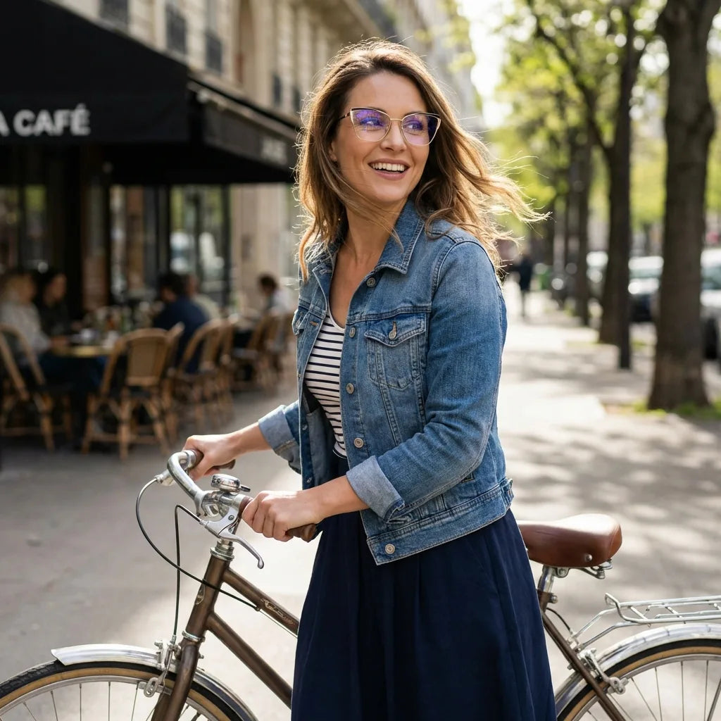Lenses optical sabrina black women in bicicleta vintage café urbano bonoboss #editorial_lifestyle3 #color_negro