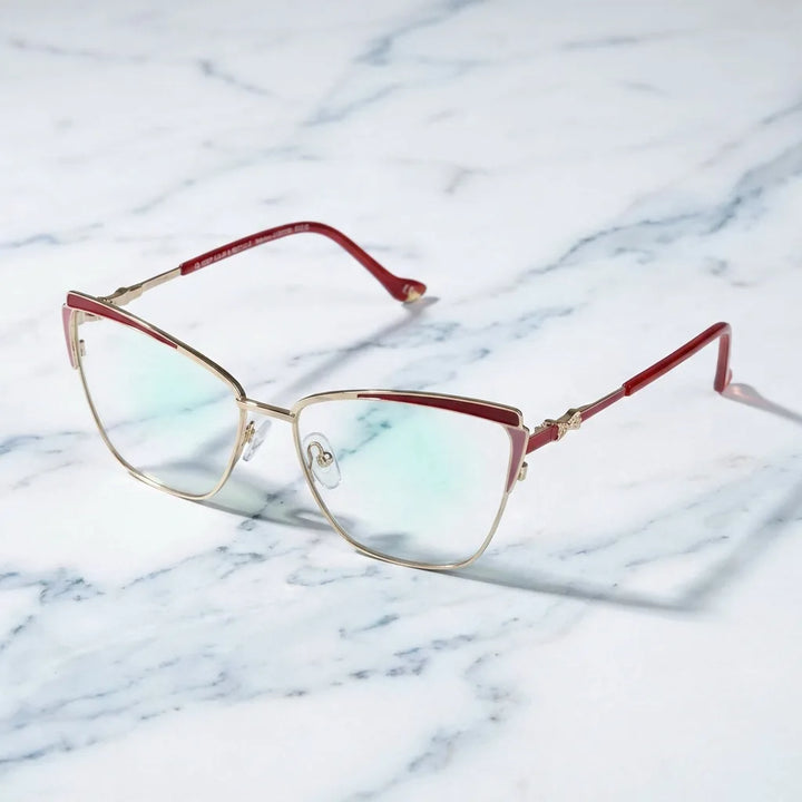 Lenses optical sabrina red sobre mármol white elegante frame premium bonoboss #editorial_armazon #color_rojo