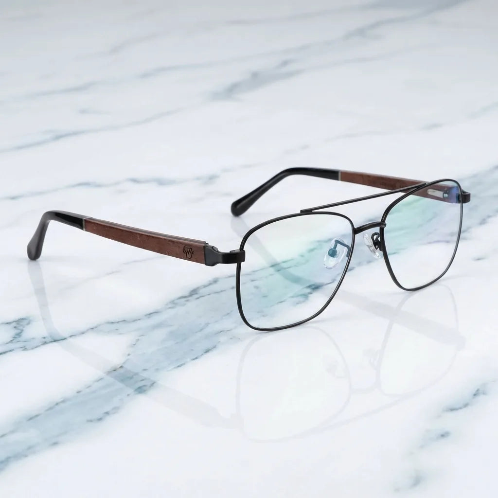Lenses optical tito black sobre mármol white elegante frame premium bonoboss #editorial_armazon #color_negro