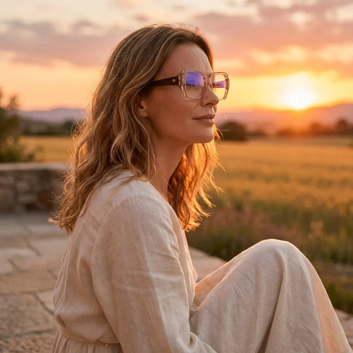 Lenses optical venus pink havana entre hojas botánicas naturales diseño sustainable bonoboss #editorial_sustentabilidad #color_pink-havana
