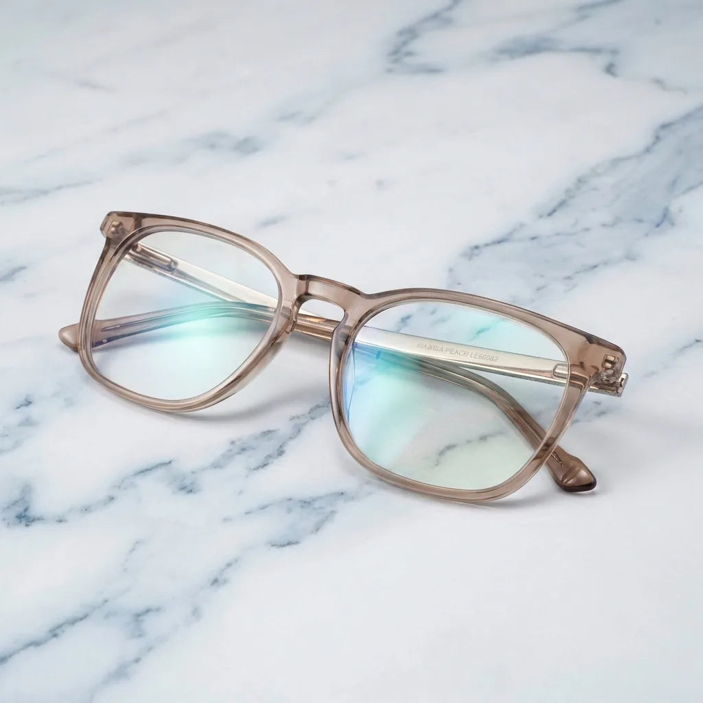 Lenses optical waimea steel optic blonde crystal sobre mármol white elegante frame premium bonoboss #editorial_armazon #color_blonde-crystal